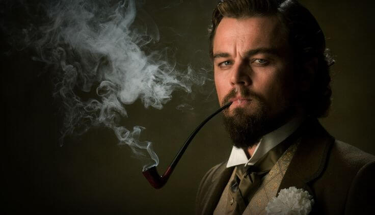 Leonardo Dicaprio smoking a pipe